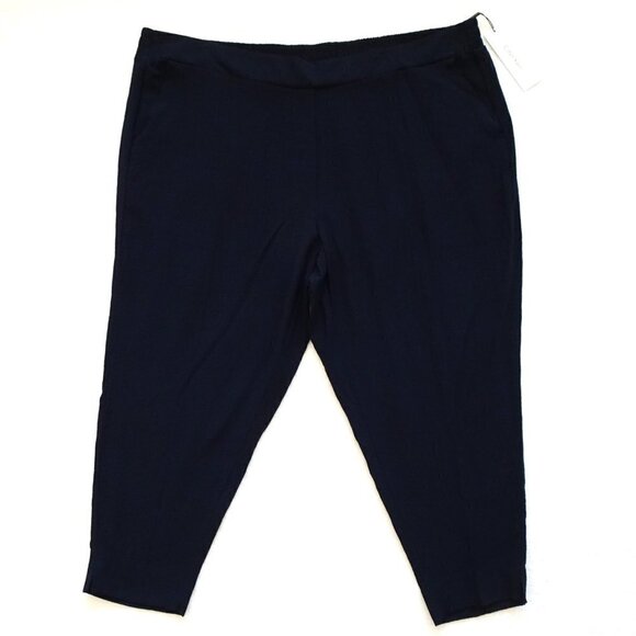 Calvin Klein Cropped Pants Women's Plus Size 3X Blue Pull On Crepe Lightweight - Picture 2 of 10
